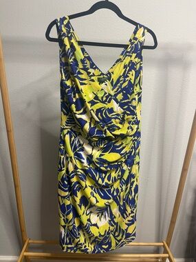 Lauren Ralph Lauren Yellow & Blue Floral Midi Dress